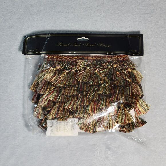 Hand Tied Tassel Fringe 6 Yards Multicolor Made in India - Picture 1 of 6